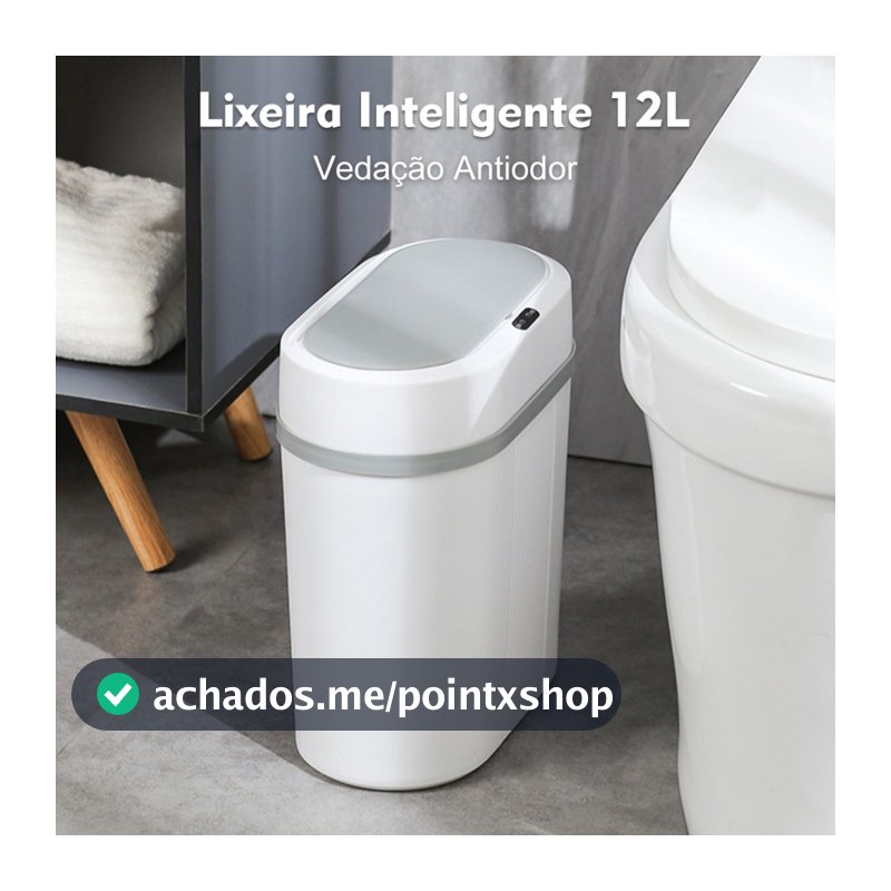 Lixeira Automática 12 Litros Sensor Infravermelho Tampa Para Cozinha Banheiro Escritório Quarto Top&casa