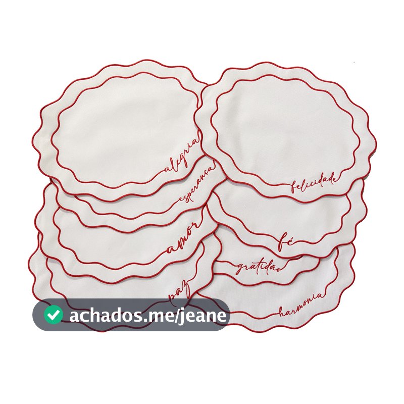 Lugar americano bordado palavras Natal - vermelho