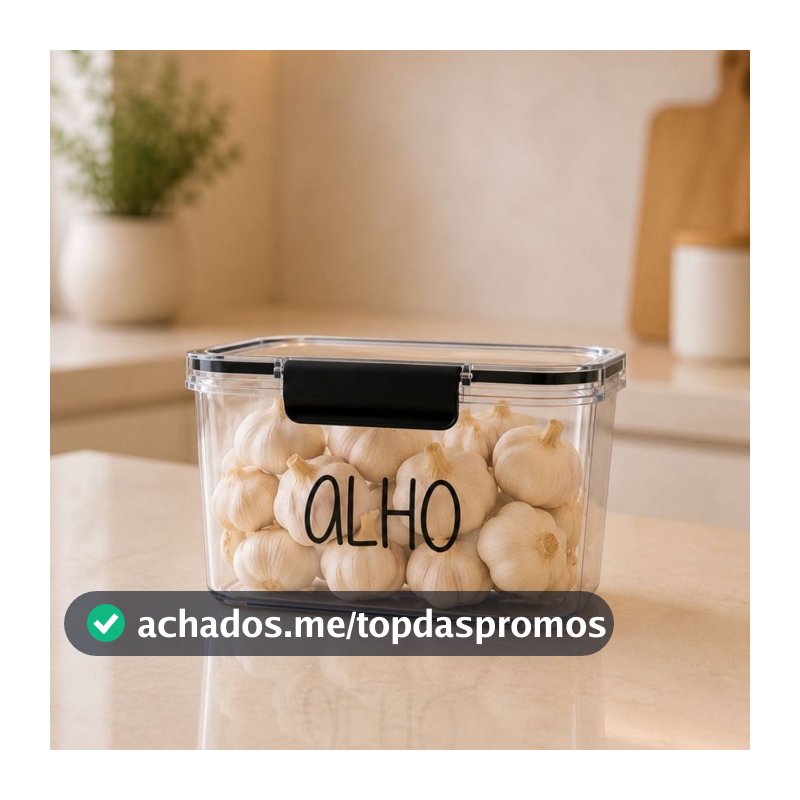 Organizador de Geladeira 1,9L - Pote Hermético com ou sem Etiqueta, Alho Cebola Fruta Verdura