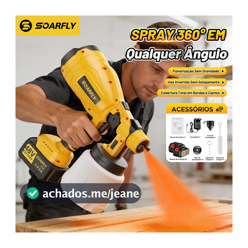 SOARFLY 1000ML pistola pulverizador tinta portatil 48v duas baterias