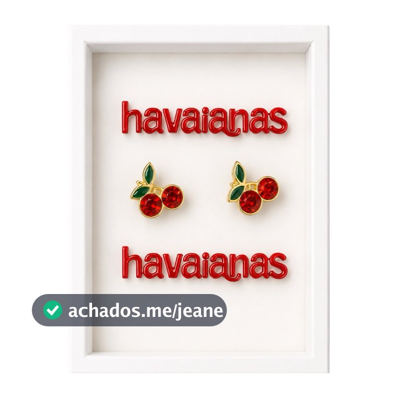 Kit Pins para Chinelos – 1 Par Placa Logo + 1 Par Pingente Cereja | Acessório para Personalização