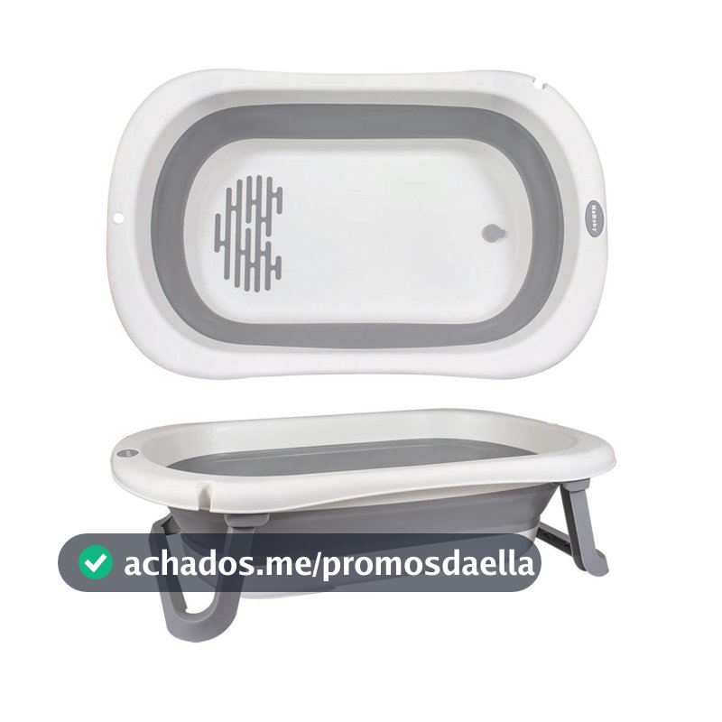 Super Banheira Infantil Dobrável 35L Antiderrapante KaBaby - Cinza