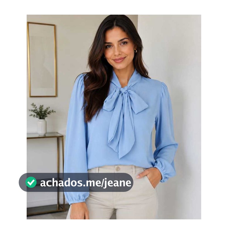 BLUSA  SOCIAL FEMENINA, MANGA LONGA, GOLA LAÇO EM TECIDO GGT.