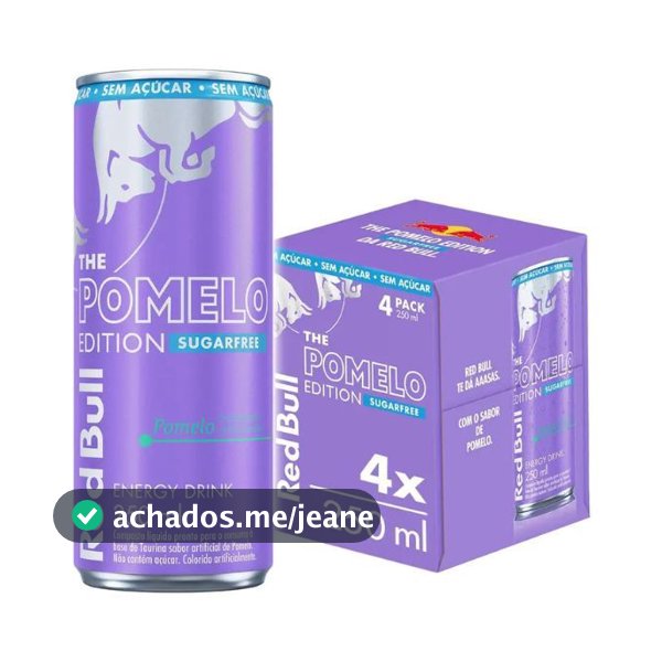 Pack 4 Latas Red Bull Energético, Pomelo, Sem Açúcar, 250ml