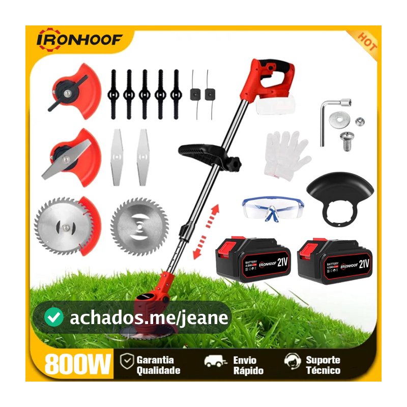 Máquina de Cortar de Grama Aparador de Grama Roçadeira Elétrico Profissional 21V