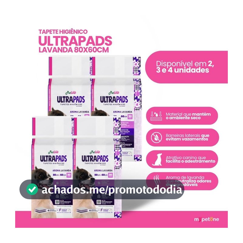 Tapete Higiênico PetLike Ultra Pads Lavanda 80x60 Kit 60 a 120 unidades