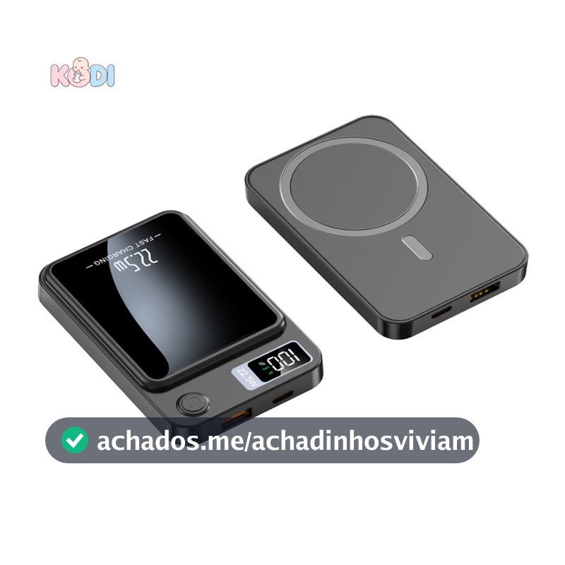Power Bank Magnético com Carregamento Sem Fio Carregamento 22.5W Carga Rápida 10.000 mAh iPhone 12-17--A7