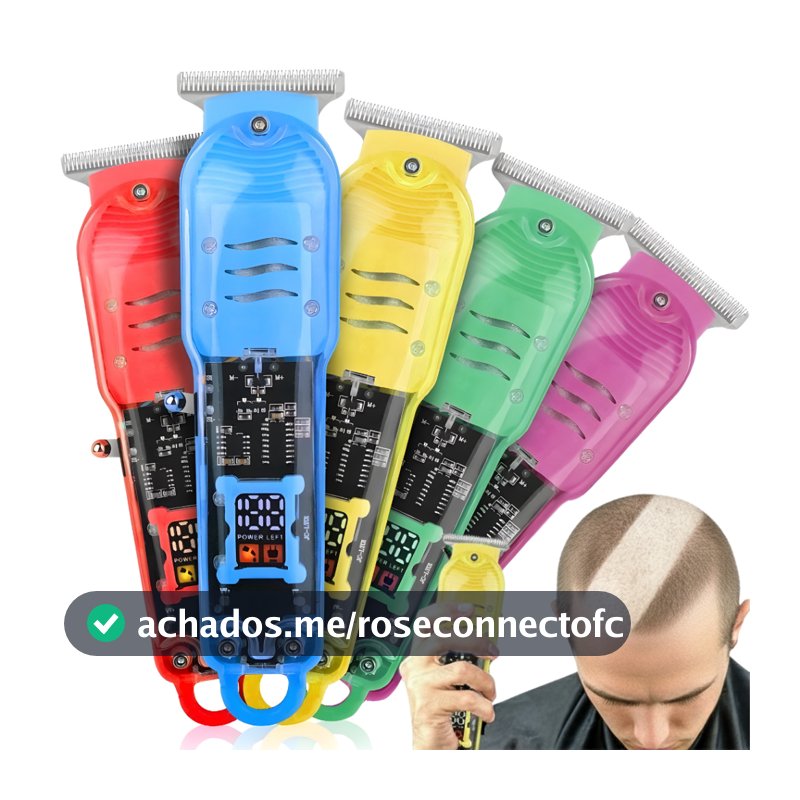 Máquina De Cortar Cabelo Profissional Smart Lcd Barbeador Elétrico Transparente Sem Fio Para Homens