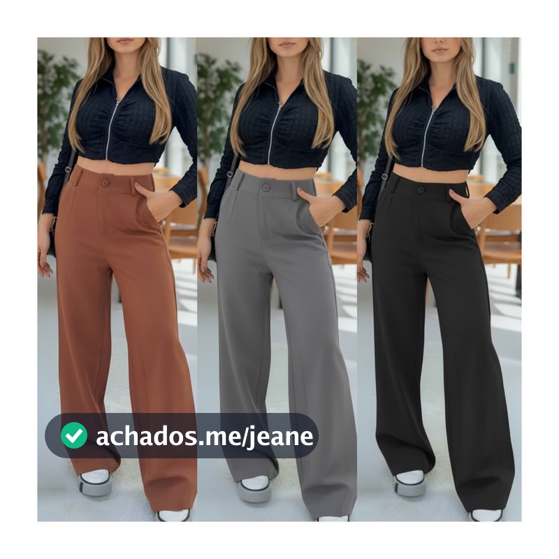 Calça Pantalona Alfaiataria Premium Com Bolso Wide Leg PROMOÇÃO