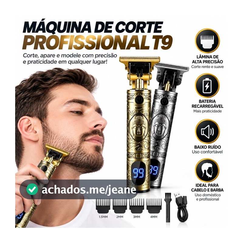 Máquina de Cortar Cabelo Profissional Sem Fio - Barbeiro Recarregável com Design Dragão Nexora Brasil