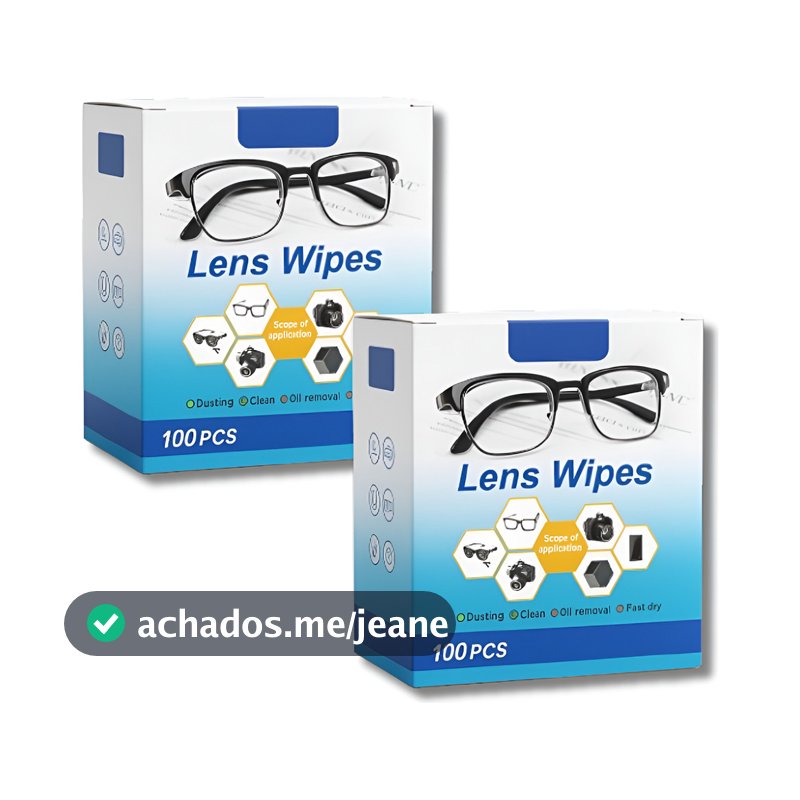 Lens Wipes 200 Lenços Limpa Lentes Óculos Câmeras Multimídia
