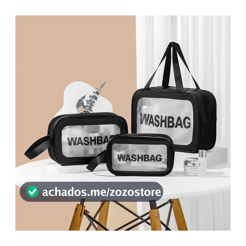 Kit 3 Necessaire Maquiagem Transparente WashBag A Prova De Água 332