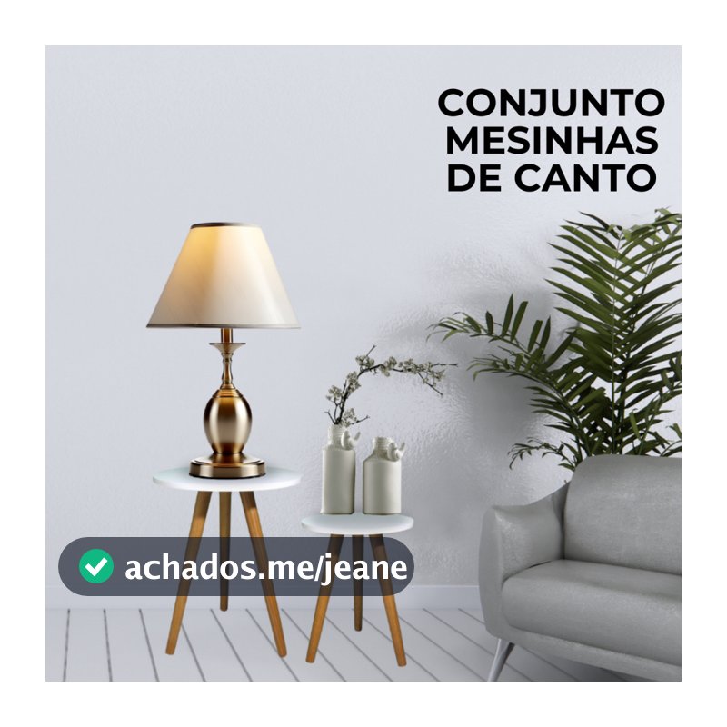 Conjunto de Mesa Lateral Pé Palito Retro Decoração MDF