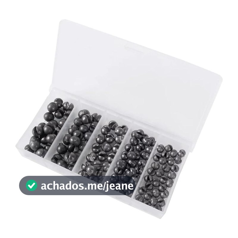 100 Peças de Chumbadas de Pesca, Chumbadas de Pesca Premium, Chumbadas Redondas Removíveis, 5 Tamanhos, Incluindo 0.06/0