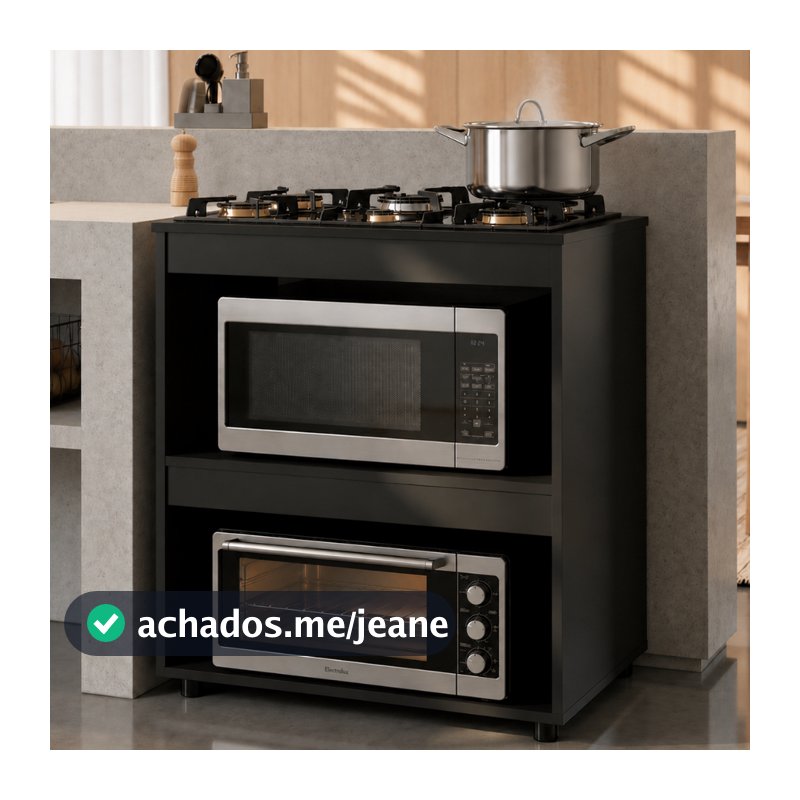 Balcão p/ Cooktop 4 ou 5 Bocas Cozinha Moderna Madeira Armário 2 Nichos Organizador Tampo Blue Moby