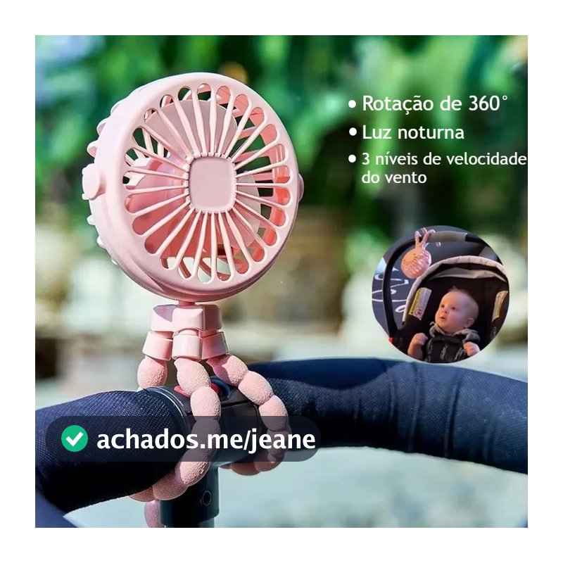 Mini Ventilador Portatil Infantil USB Recarregavel Ajustável 3 Velocidades, Potente Silencioso para Mesa, Carro,Viagens