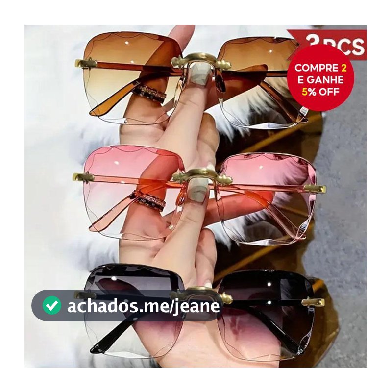 Borda De Corte Sem Moldura 3 Peças Óculos De Sol Feminino Moda Quadrada UV400 Conjunto De Para Fotografia De Rua