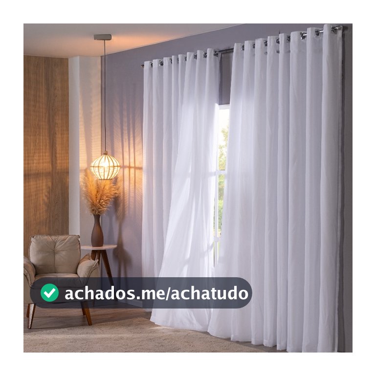 Cortina Voil com Forro Microfibra 6m x 2,70 Altura p/ Varão 3m Sala Quarto
