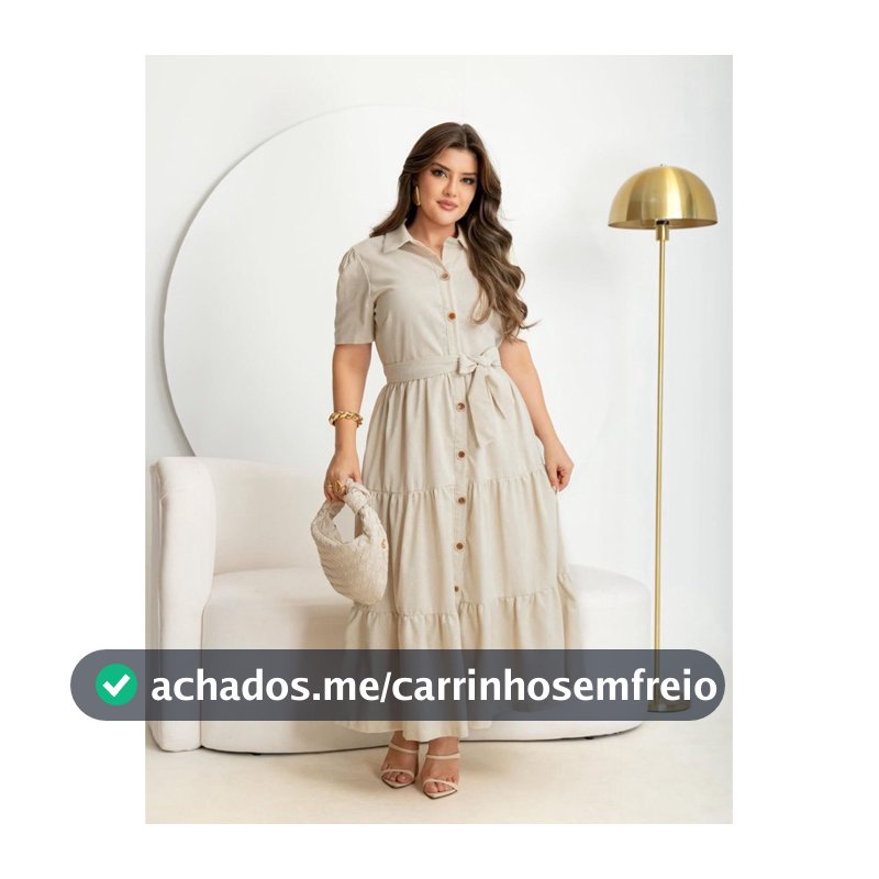 Vestido Evangélico cristã Feminino Midi chemise de Linho Botões Funcionais com cinto P,M,G