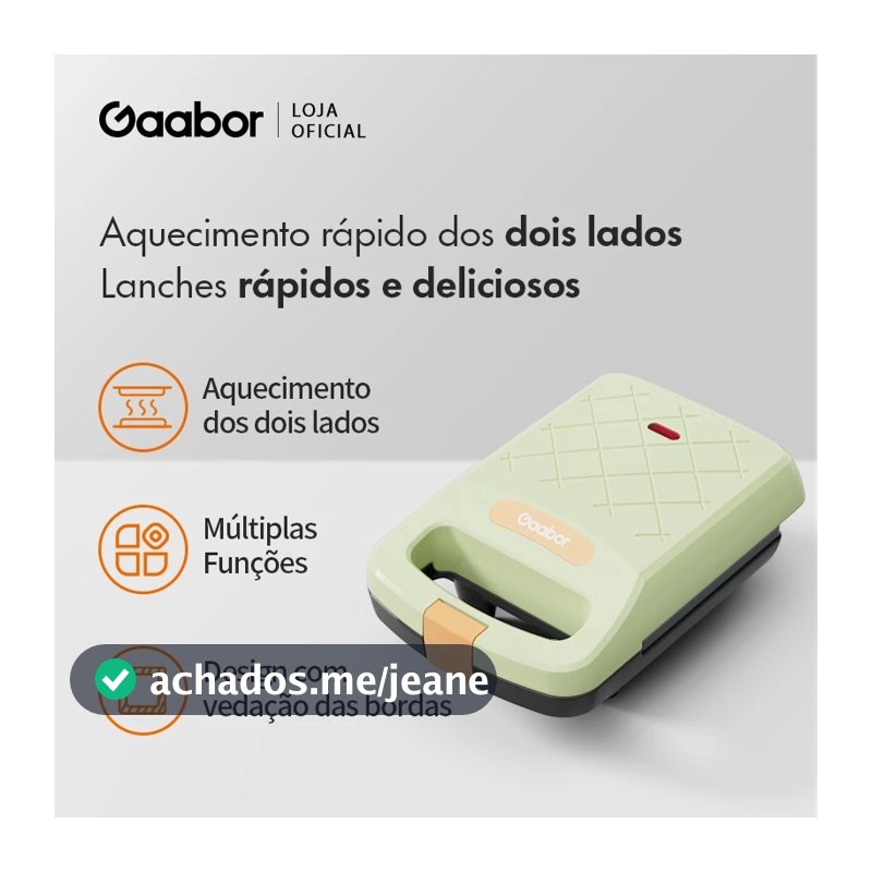 Gaabor Sanduicheira Grill Antiaderente 127V/220V Dupla Face Rapida Compacta Pratica EH-M02A