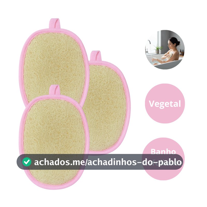 Kit c/3 Bucha Vegetal Natural para Banho Esfoliante - Cores Sortidas