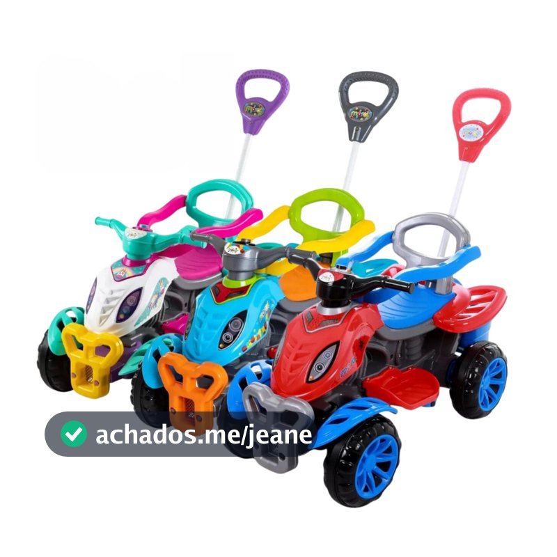 Carrinho de Passeio Infantil Quadriciclo com Pedal Haste para Empurrar Motoca Andador Bebe Criança