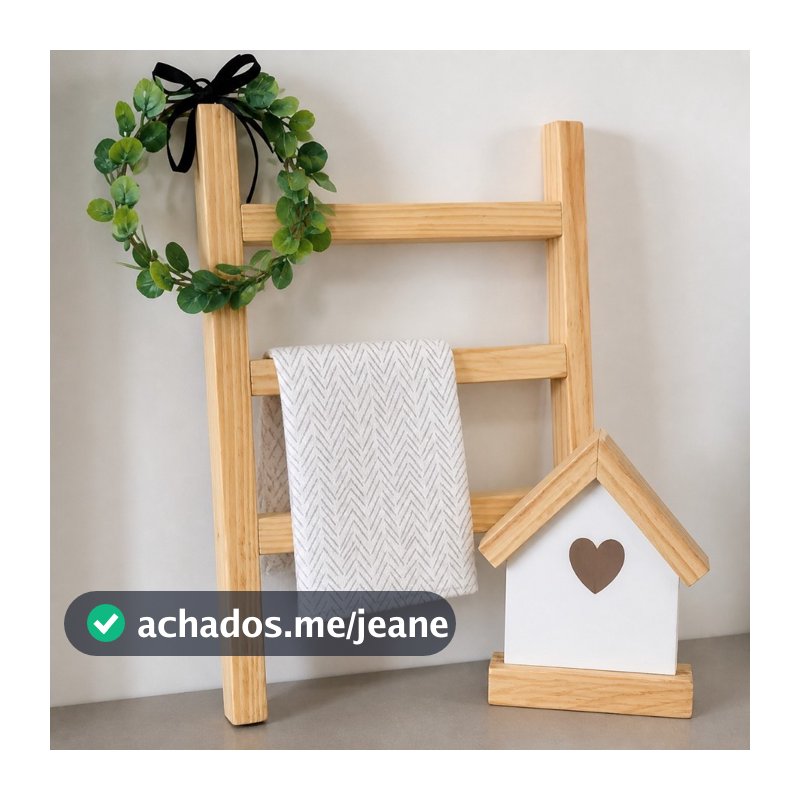 Escadinha Decorativa De Madeira Pinus Suporte Para Pano De Prato Cozinha Toalha De Mão Guardanapo Organizador Artesanal