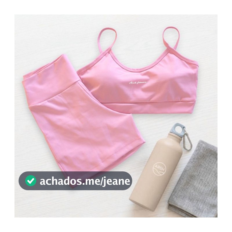 Conjunto Esportivo Fitness Feminino Top com Bojo e Shorts Conforto Sustentação Poliamida Academia Fitness