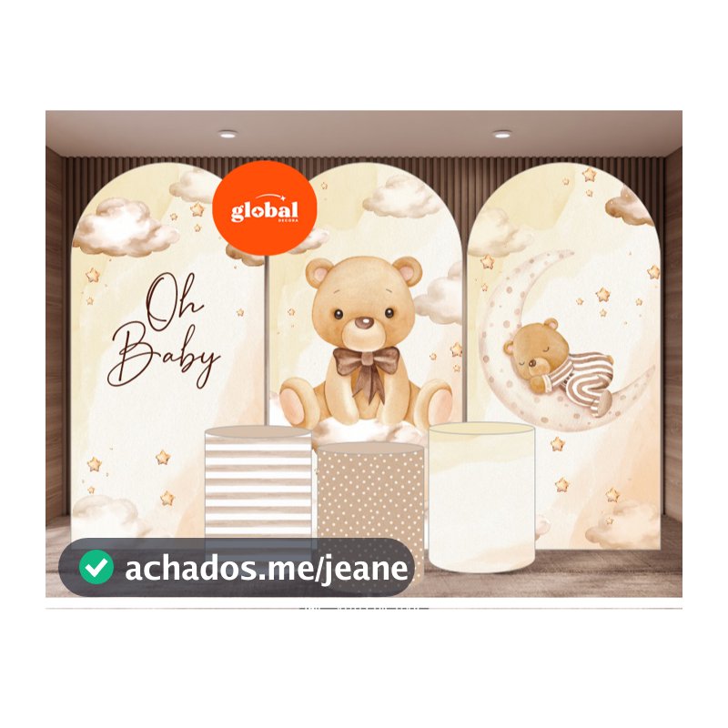 3 Painéis Romanos+capas cld tecido subl. decor CHÁ DE BEBÊ
