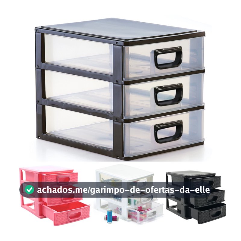 Gaveteiro Organizador De Mesa - Acessórios Brincos Maquiagem Remédio Medicamento Linhas Costura-3 Gavetas