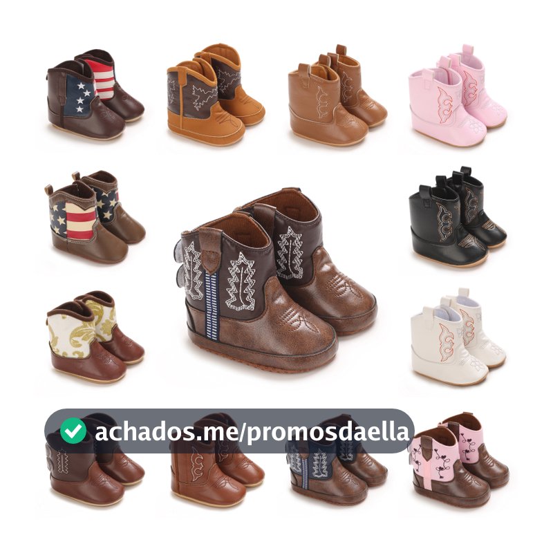0-18 Meses Botas De Bebê Couro De Cowboy Ocidental Bordadas Inverno