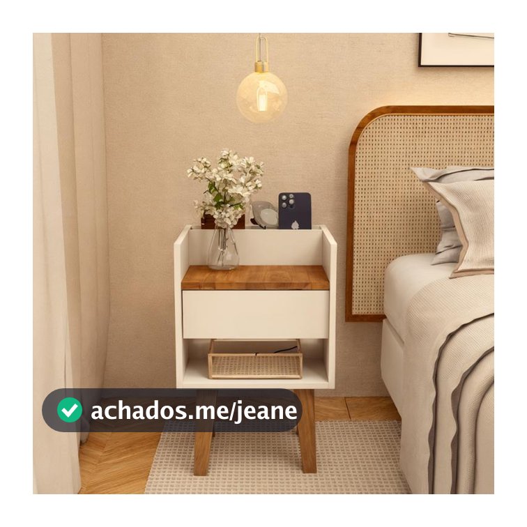 Mesinha Cabeceira Branca Criado Retrô Mdf Quarto
