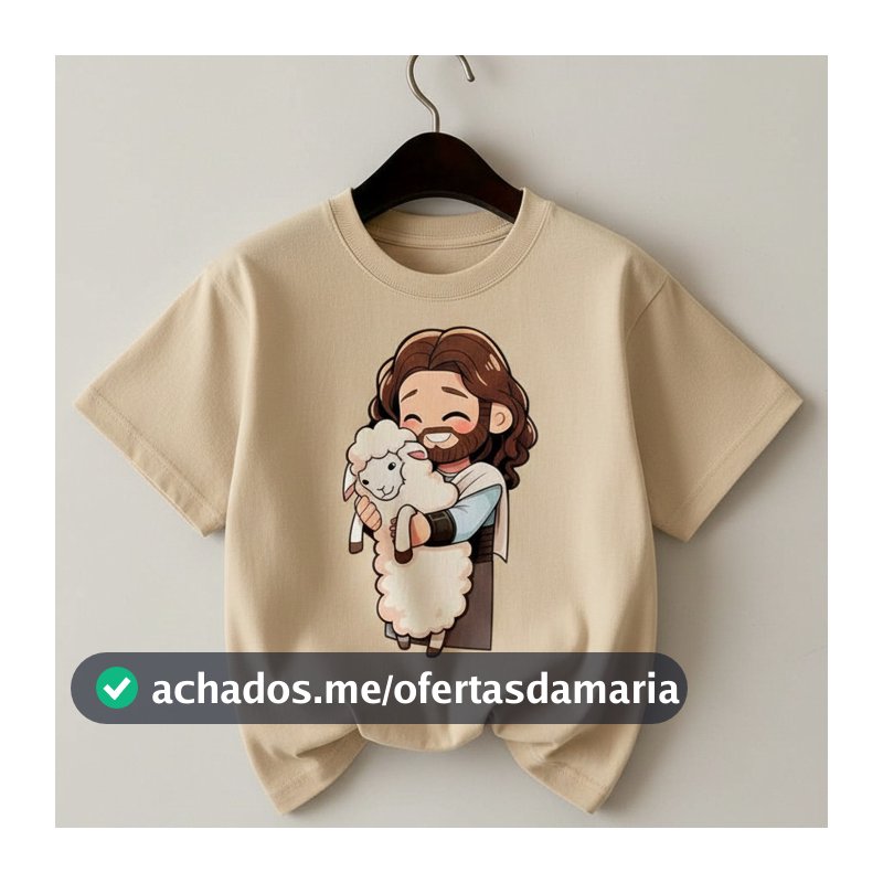 T-shirt Infantil Menina e Menino Jesus Ovelhinha Algodão Várias Cores Camiseta Religiosa Kids Blusa