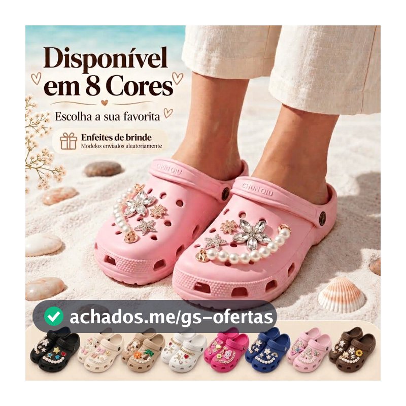 Babuche Feminino Nuvem Plataforma EVA Macia Sandália Decorada Bótons Pingentes Pérola Strass Confortável Moda Tendência