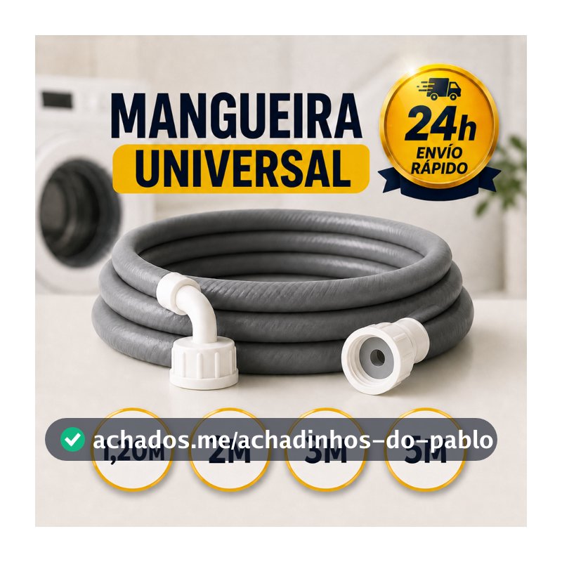 Mangueira de Entrada Máquina Lavar 1,20m 2m 3m e 5 metros Lavadora Louça e Seca Universal Compativel
