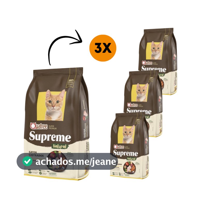 3kg Ração Quatree Gatos Castrados Supreme Frango