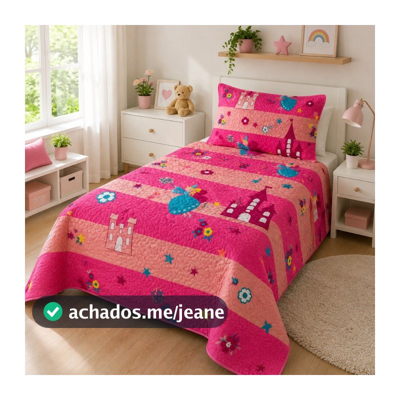 Kit Colcha Cobre Leito Infantil Solteiro 1,60 x 2,40m Dupla Face 2 Peças