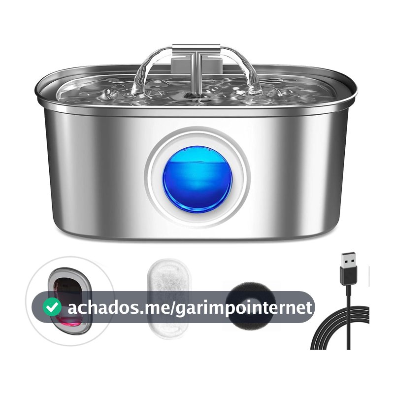 Aço Inoxidável Fonte para Gatos com Filtro 3.2L Dispensador de água para Cães Bebedouro Gato Automático Super Silencioso