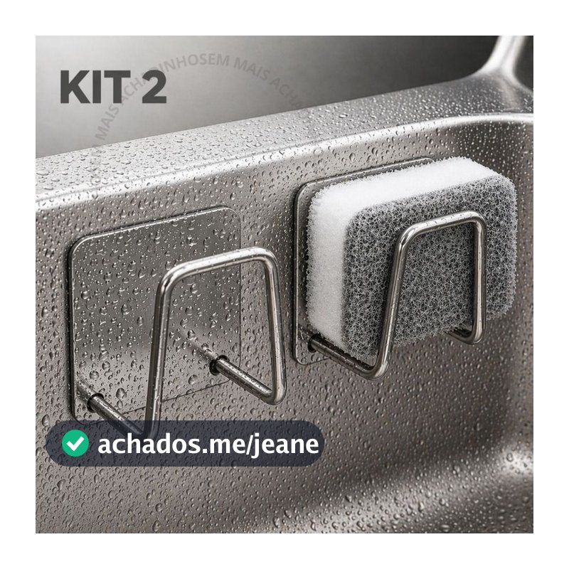 Kit 2 Suporte Aço inoxidável Gancho Porta Esponja para bucha de pia Prateleira de cozinha