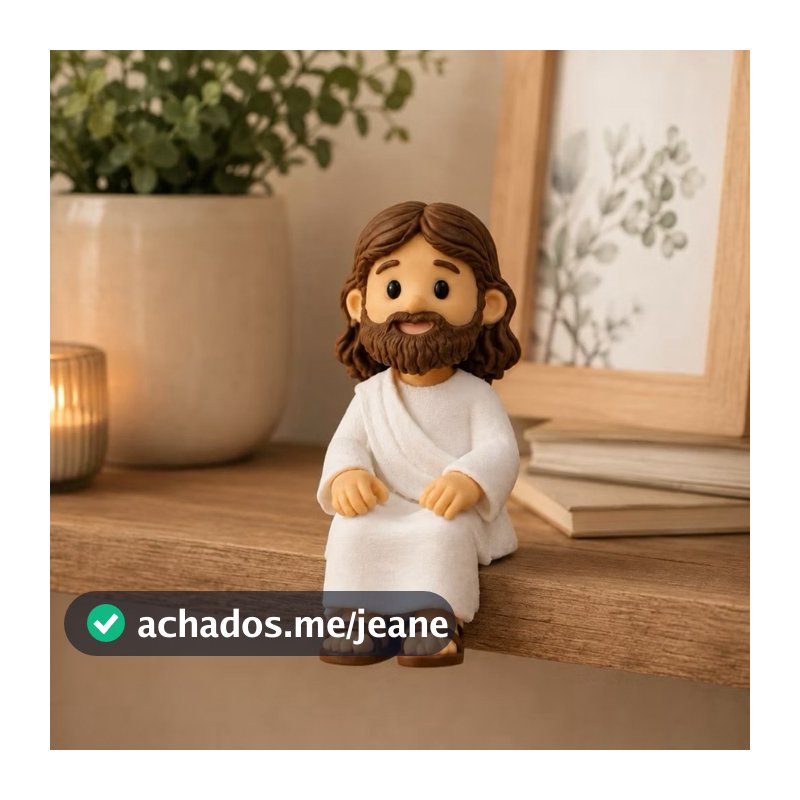 Mini Jesus Cristo Sentado 10 cm Enfeite Decorativo para Mesa Monitor Nicho Decoração Cristão