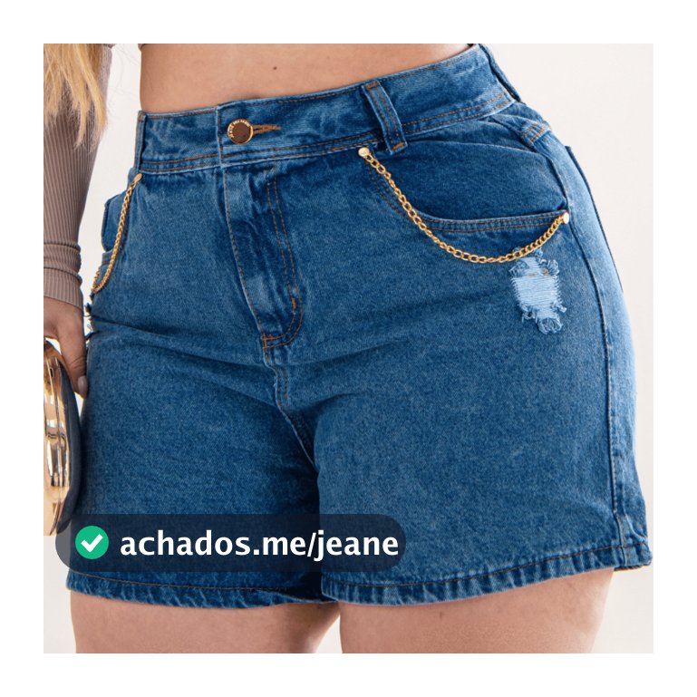 Short Jeans Feminino Detalhe Bolso Cintura Alta Plus Size Rasgado