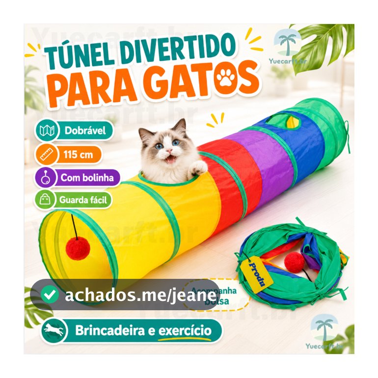 Túnel Colorido Gato Interativo Cachorro Labirinto Dobrável Pet Playground Toca Brinquedos Gatos