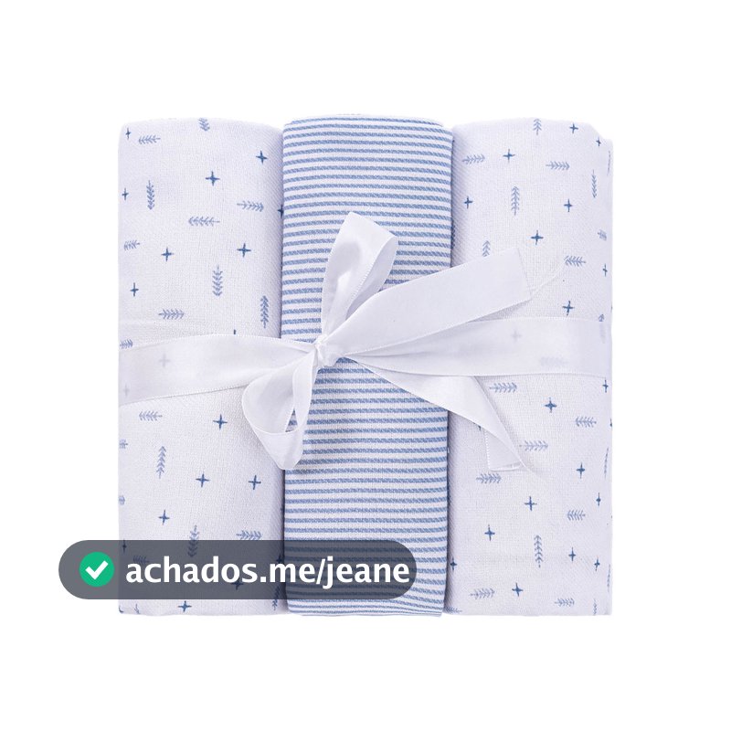 Cueiro para Bebê Flanelado 03 Unidades Baby Joy Clássicos
