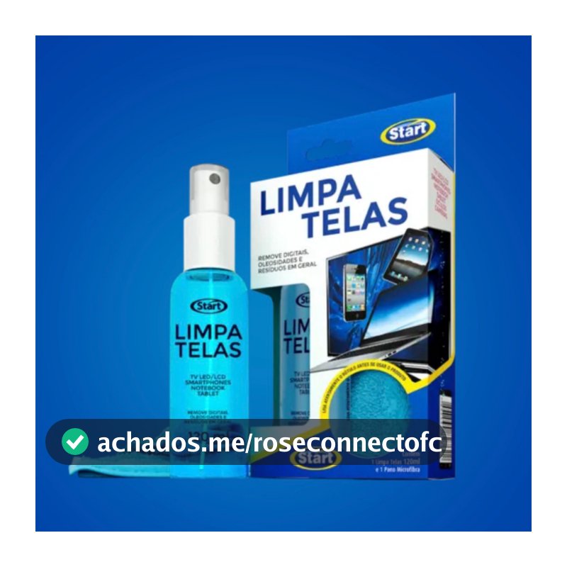 Limpa Telas 120ml + Pano Microfibra para Celular, TV e Notebook