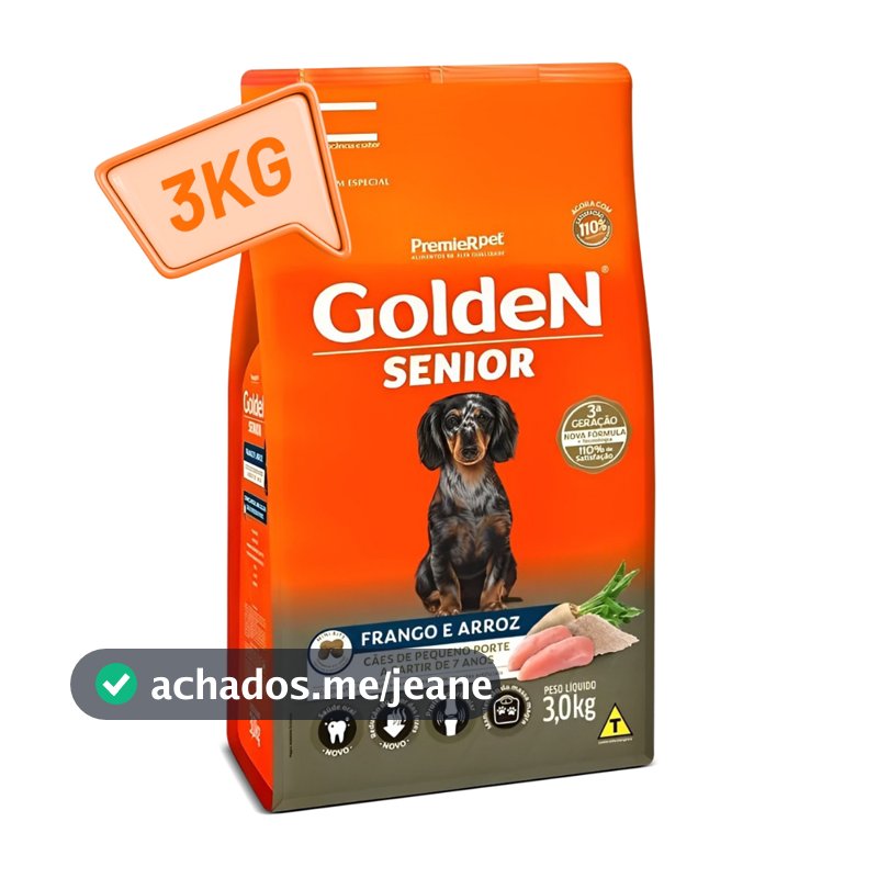 Ração Golden Mini Bits para Cães Sênior – Sabor Frango e Arroz – 3kg