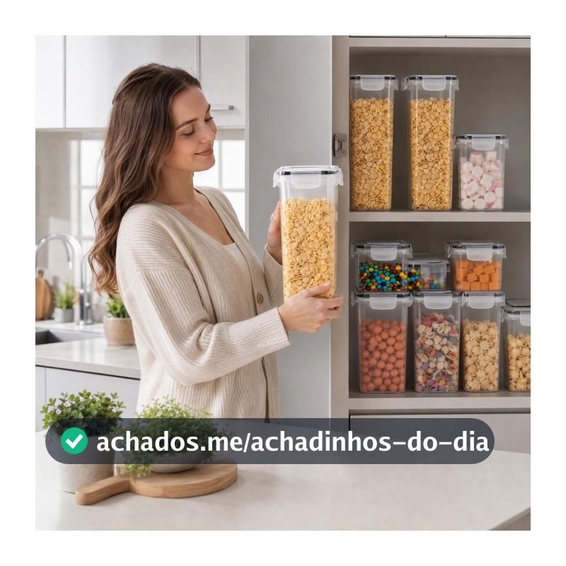 Kit 8 Potes Herméticos Acabamento Fosco Dein | 0.8L a 2.8L | Armazenamento Cozinha