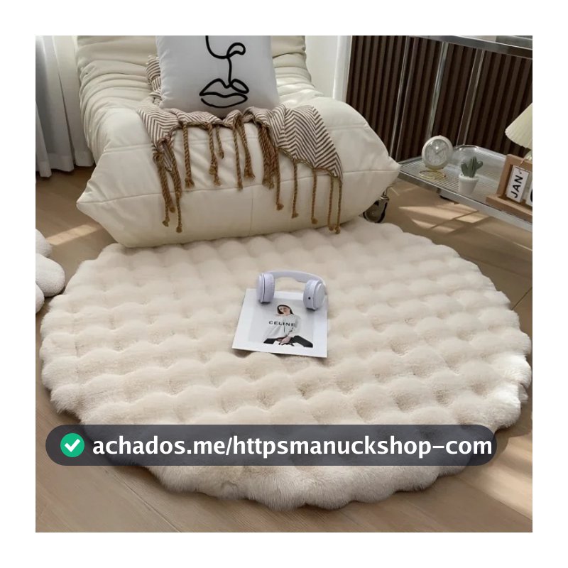 Tapete De Pele De Coelho Falso Redondo Para Quarto Sala De Estar Aconchegante Decoração De Casa Sofá De Piso Cama Rug