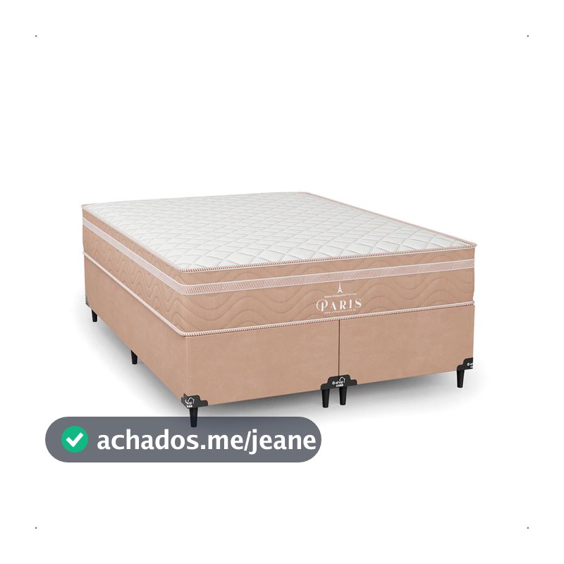 Cama Box Casal Bipartido + Colchão Paris Molas Ensacadas - Bege - e-Shop Casa