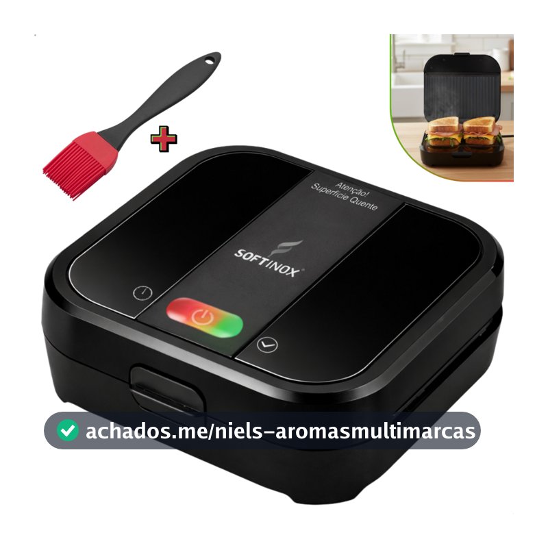 Sanduicheira Elétrica e Grill Churrasqueira 2 em 1 Antiaderente + Pincel de Silicone 750w 127v/220v