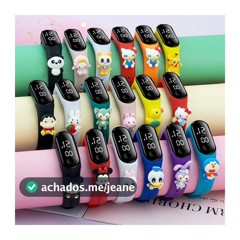 [Promoção] Relógio digital LED infantil à prova d'água com desenhos animados infantis/meninas